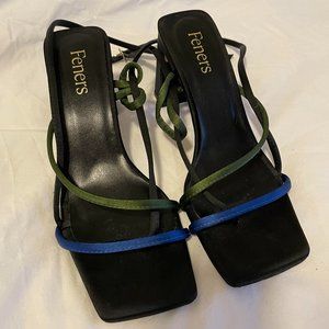 Feners 'Le Complice' Blue Satin Vegan Heels